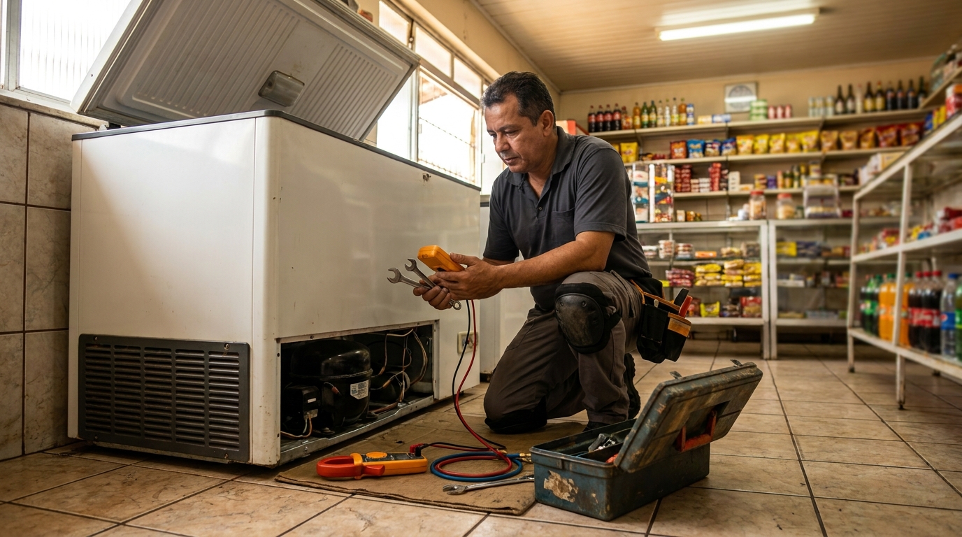 Técnico de conserto de freezer em residência na Alvorada, Jundiaí‑SP